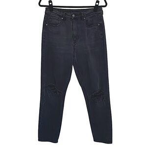 American Eagle Jeans Women’s 6R Black Denim Distressed High Rise Stretch